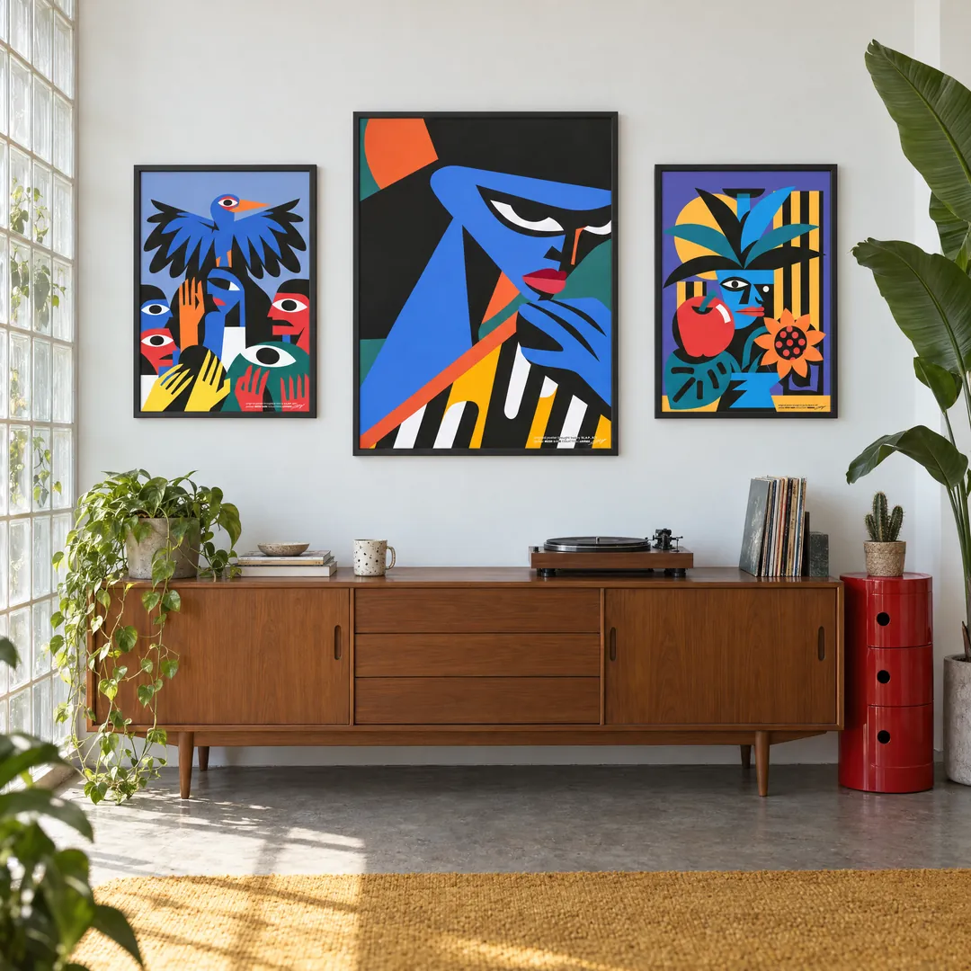 Cut-Out Trio: UPRISING, ALLURE, BLOOM on a wall
