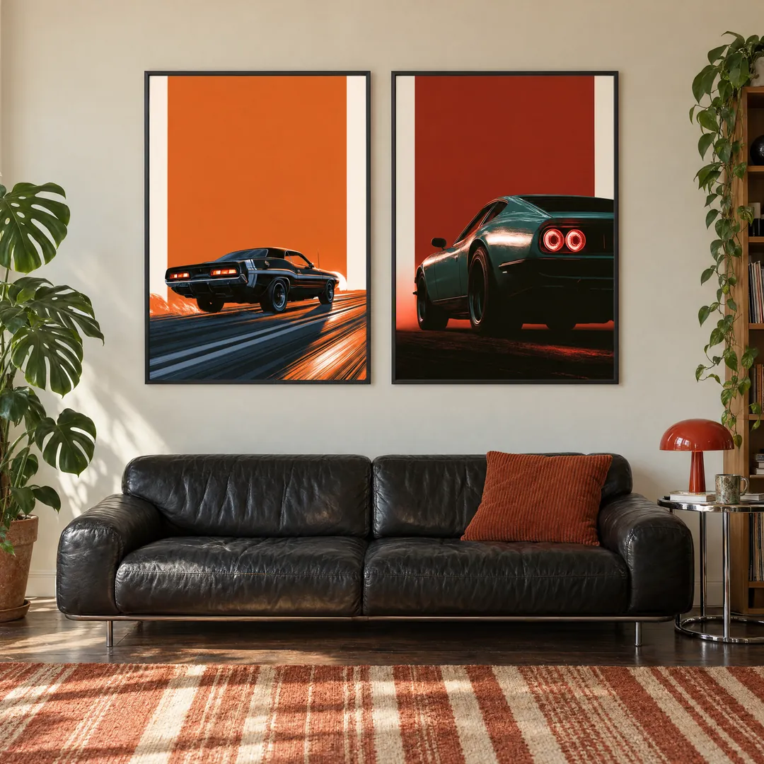 Night Cars: MUSCLE, AFTERGLOW on a wall