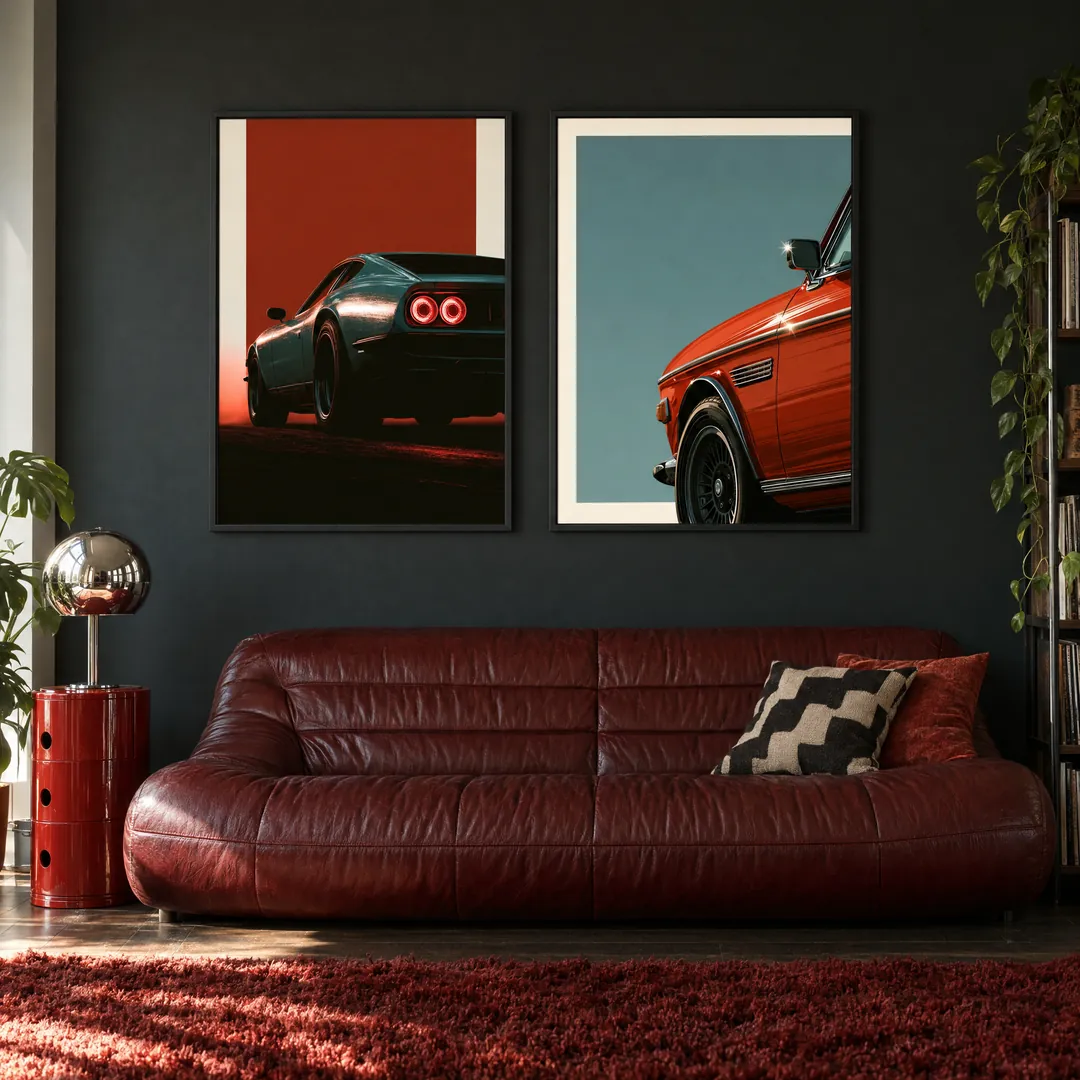 Night Drive: AFTERGLOW, CHROME on a wall