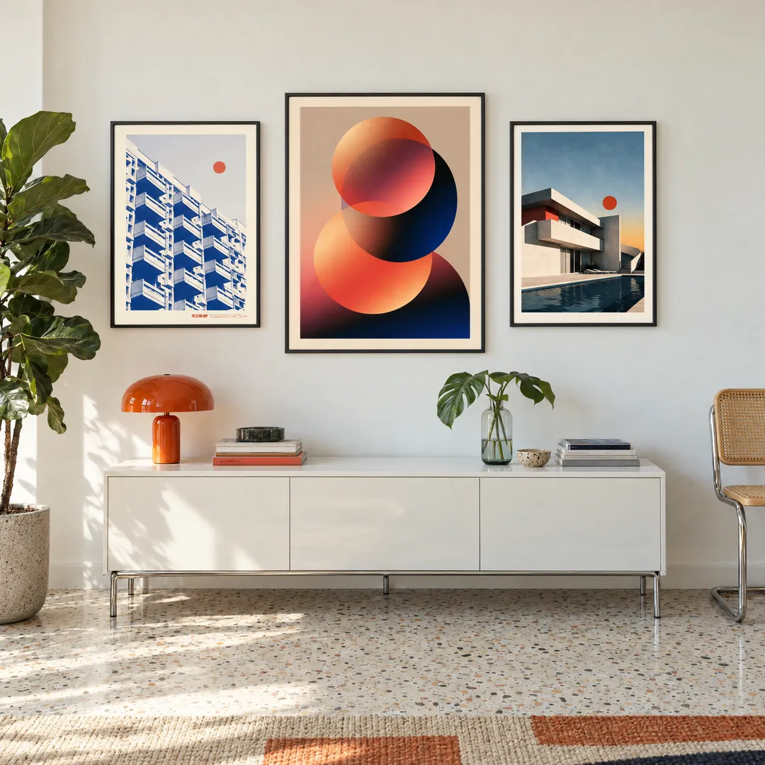 Red Dot, Modern: KŌZŌ, HARMONY, MODERNIST on a wall